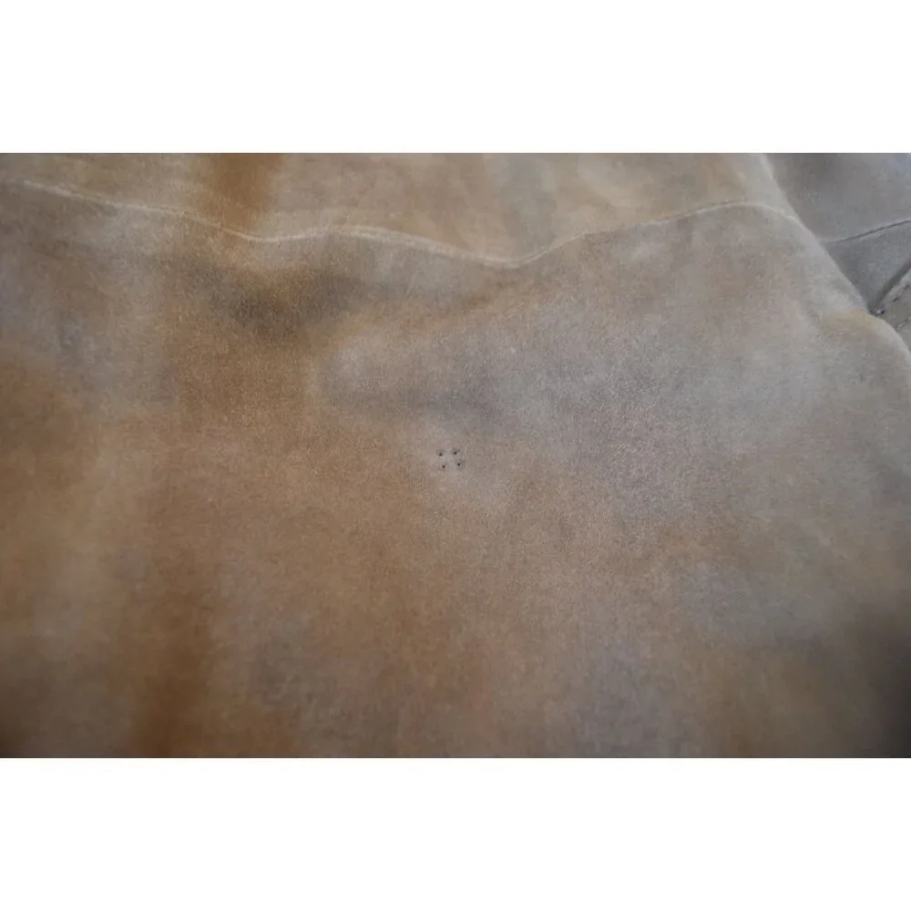 Vintage Suede Fur Lined Brown Belted Trench Coat Men Size 46 Chest Rustic Luxury